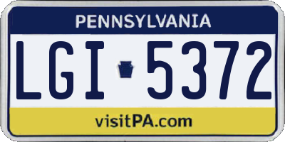 PA license plate LGI5372