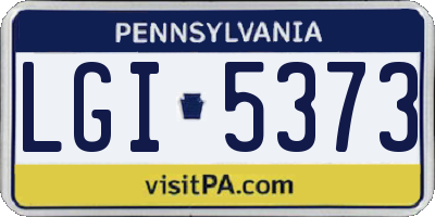PA license plate LGI5373