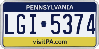 PA license plate LGI5374