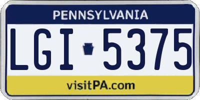 PA license plate LGI5375