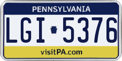 PA license plate LGI5376