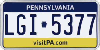 PA license plate LGI5377