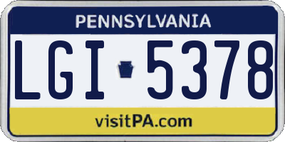PA license plate LGI5378