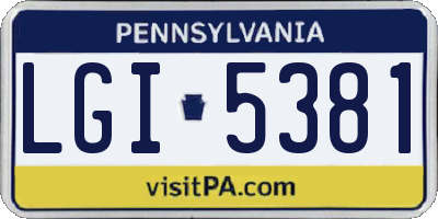 PA license plate LGI5381