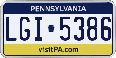 PA license plate LGI5386
