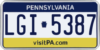 PA license plate LGI5387