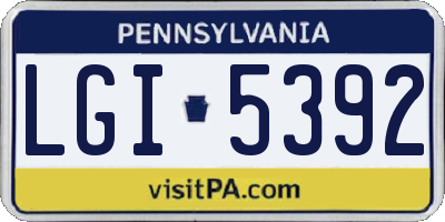 PA license plate LGI5392