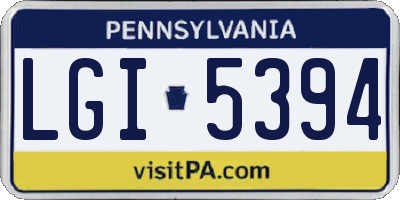 PA license plate LGI5394