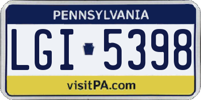 PA license plate LGI5398
