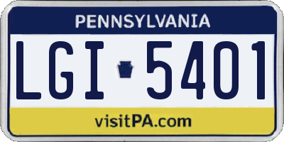 PA license plate LGI5401