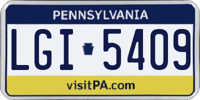 PA license plate LGI5409