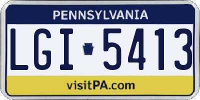 PA license plate LGI5413