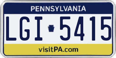 PA license plate LGI5415