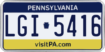 PA license plate LGI5416