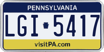 PA license plate LGI5417