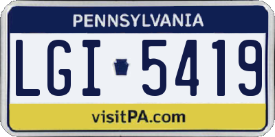 PA license plate LGI5419