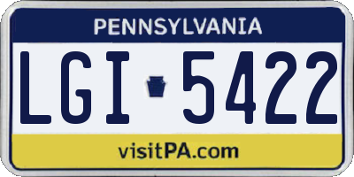PA license plate LGI5422