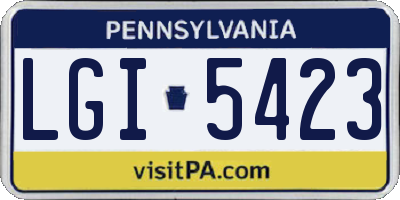 PA license plate LGI5423