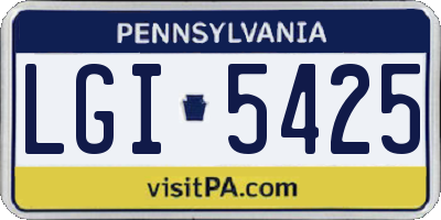 PA license plate LGI5425