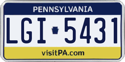 PA license plate LGI5431