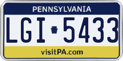 PA license plate LGI5433