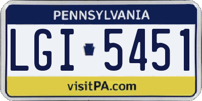 PA license plate LGI5451
