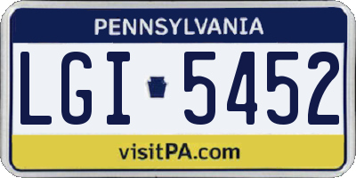 PA license plate LGI5452