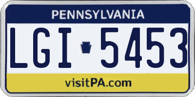 PA license plate LGI5453