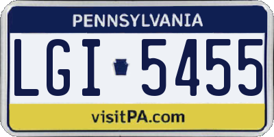 PA license plate LGI5455