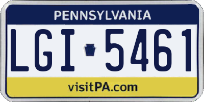 PA license plate LGI5461