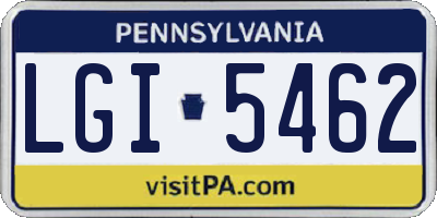 PA license plate LGI5462
