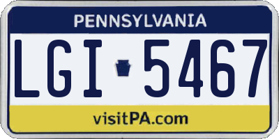 PA license plate LGI5467
