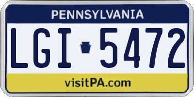PA license plate LGI5472