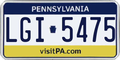 PA license plate LGI5475