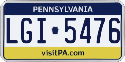 PA license plate LGI5476