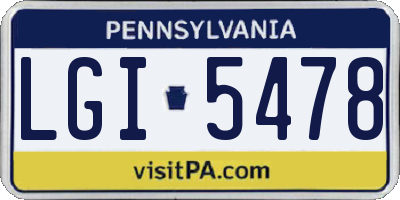 PA license plate LGI5478