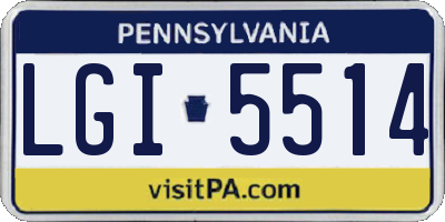 PA license plate LGI5514