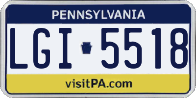 PA license plate LGI5518