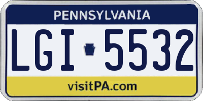 PA license plate LGI5532