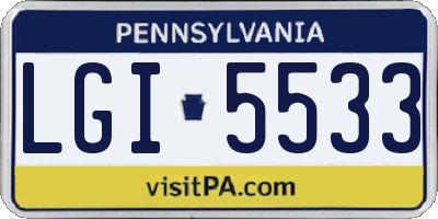 PA license plate LGI5533