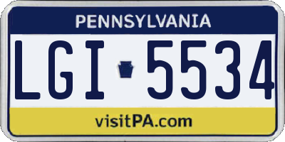 PA license plate LGI5534