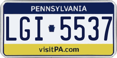 PA license plate LGI5537
