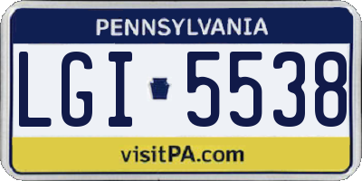 PA license plate LGI5538