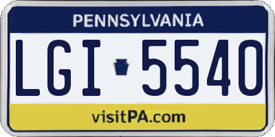 PA license plate LGI5540