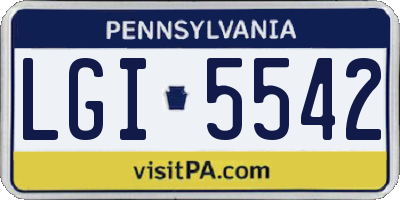 PA license plate LGI5542