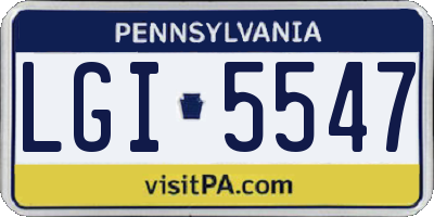PA license plate LGI5547