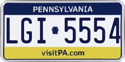 PA license plate LGI5554