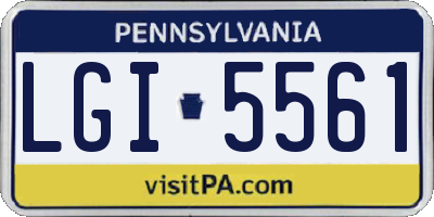 PA license plate LGI5561
