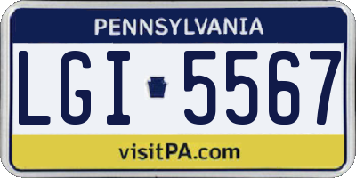 PA license plate LGI5567