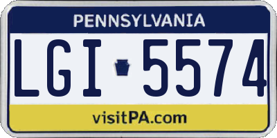 PA license plate LGI5574